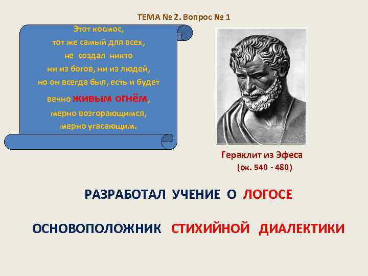 ТЕМА № 2. Вопрос № 1 Этот космос, тот же самый для всех, не