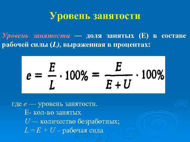 Уровень занятости определяется