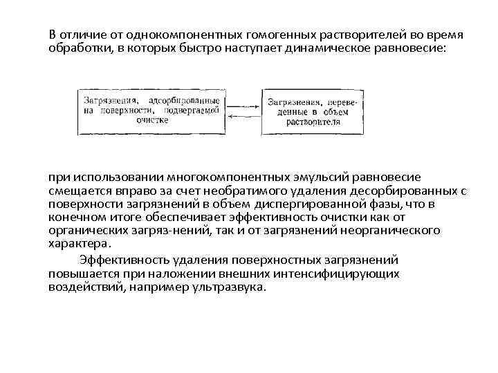 В отличие от однокомпонентных гомогенных растворителей во время обработки, в которых быстро наступает динамическое