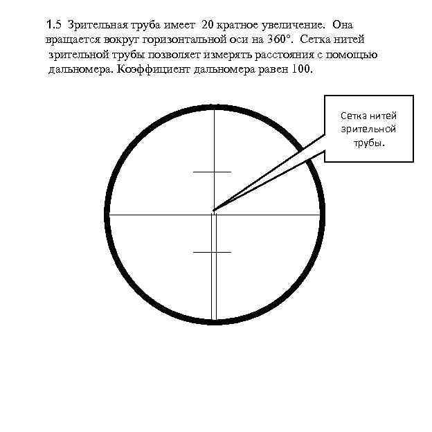 1. 5 Зрительная труба имеет 20 кратное увеличение. Она вращается вокруг горизонтальной оси на