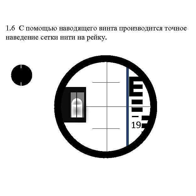 1. 6 С помощью наводящего винта производится точное наведение сетки нити на рейку. 19