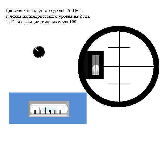 Цена деления круглого уровня 5’. Цена деления цилиндрического уровня на 2 мм. -15”. Коэффициент