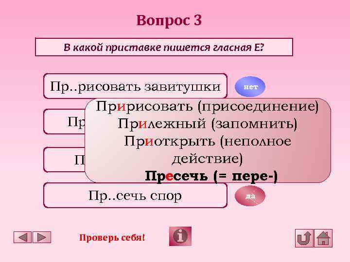 Вопрос 3 В какой приставке пишется гласная Е? Пр. . рисовать завитушки нет Пририсовать