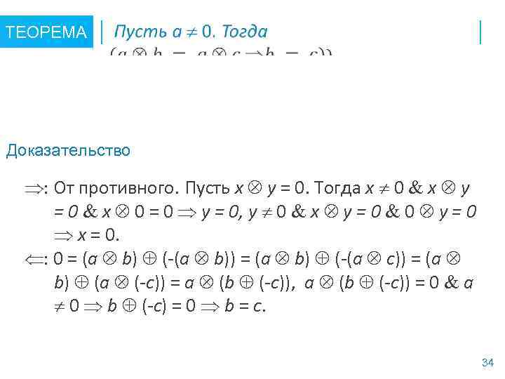 ТЕОРЕМА Доказательство : От противного. Пусть x y = 0. Тогда x 0 x