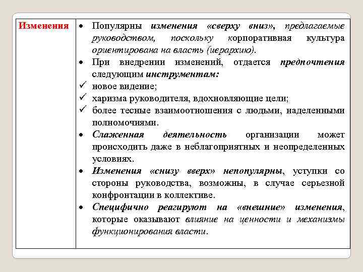 Предложите инструкцию. Культура ориентирована на власть. Изменения сверху вниз. Внедрение изменений сверху вниз. Модель сверху вниз государственной политики.