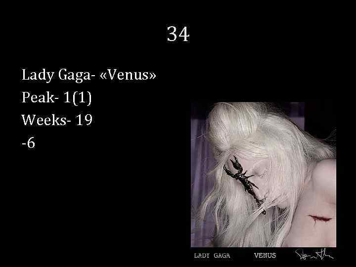 34 Lady Gaga- «Venus» Peak- 1(1) Weeks- 19 -6 