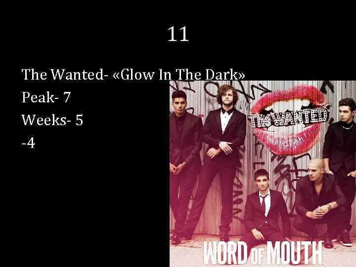 11 The Wanted- «Glow In The Dark» Peak- 7 Weeks- 5 -4 