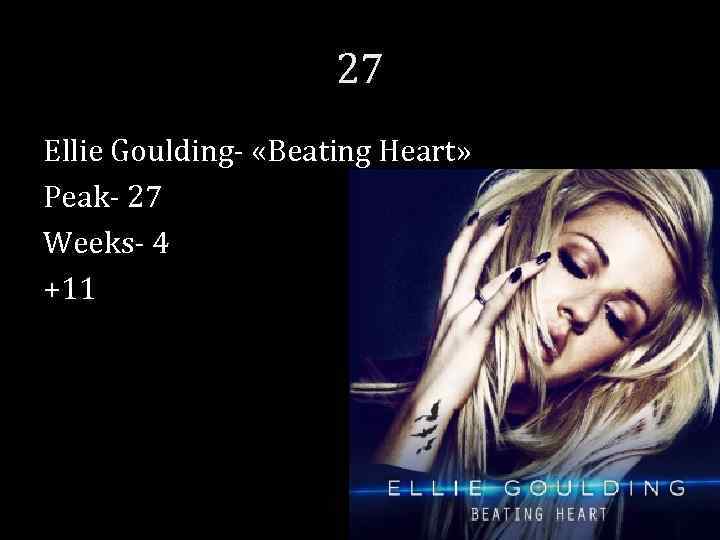 27 Ellie Goulding- «Beating Heart» Peak- 27 Weeks- 4 +11 