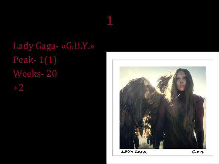 1 Lady Gaga- «G. U. Y. » Peak- 1(1) Weeks- 20 +2 