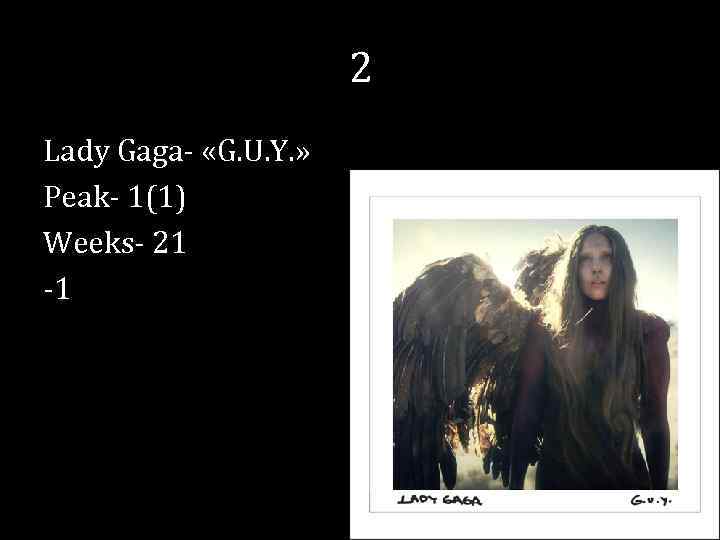 2 Lady Gaga- «G. U. Y. » Peak- 1(1) Weeks- 21 -1 