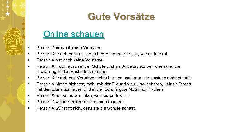 Gute Vorsätze Online schauen • • • Person X braucht keine Vorsätze. Person X