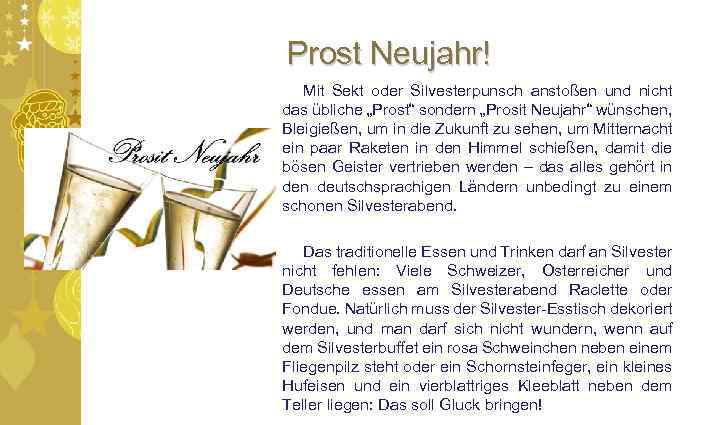 Prost Neujahr! Mit Sekt oder Silvesterpunsch anstoßen und nicht das übliche „Prost“ sondern „Prosit