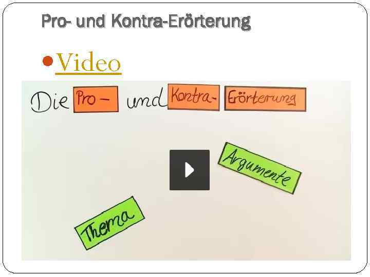 Pro- und Kontra-Erörterung Video 