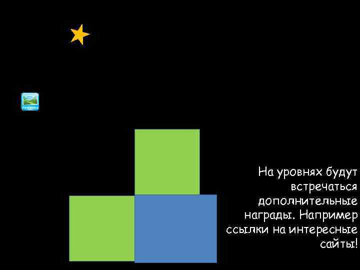 На уровнях будут встречаться дополнительные награды. Например ссылки на интересные сайты! 