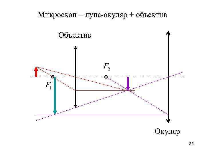 Микроскоп = лупа-окуляр + объектив Окуляр 35 