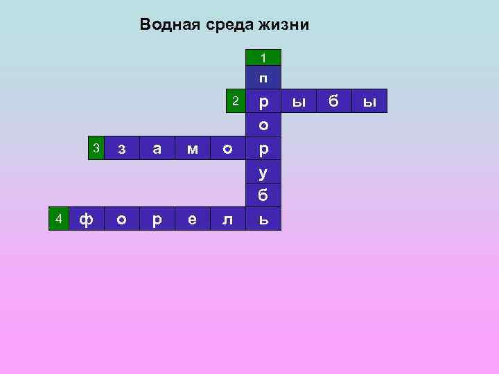 Водная среда жизни 1 п 2 3 4 ф з а м о о