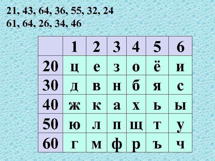 21, 43, 64, 36, 55, 32, 24 61, 64, 26, 34, 46 20 30