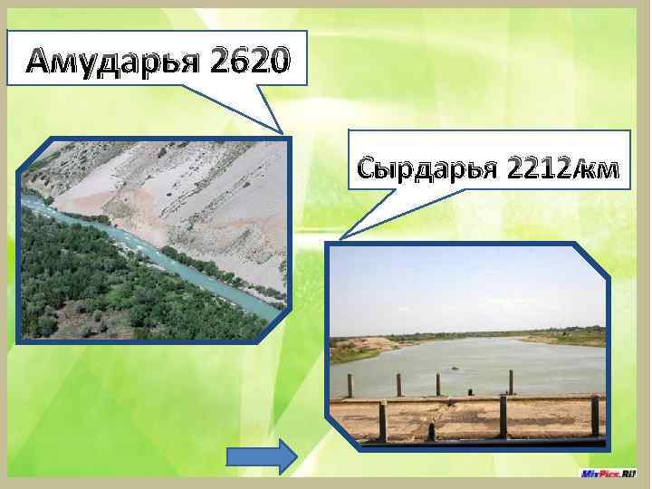 Амударья 2620 Сырдарья 2212 км 