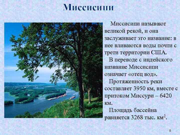 Миссисипи называют великой рекой, и она заслуживает это название: в нее вливаются воды почти