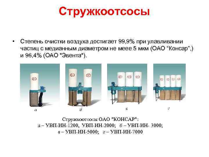 Стружкоотсосы • Степень очистки воздуха достигает 99, 9% при улавливании частиц с медианным диаметром
