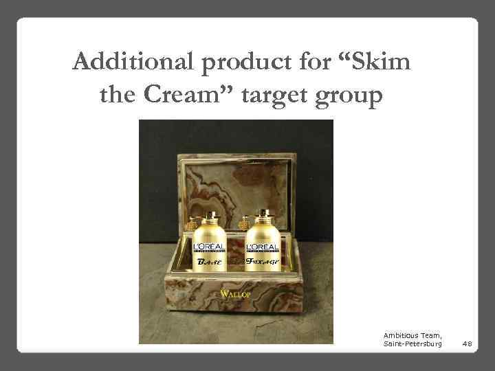 Additional product for “Skim the Cream” target group Ambitious Team, Saint-Petersburg 48 