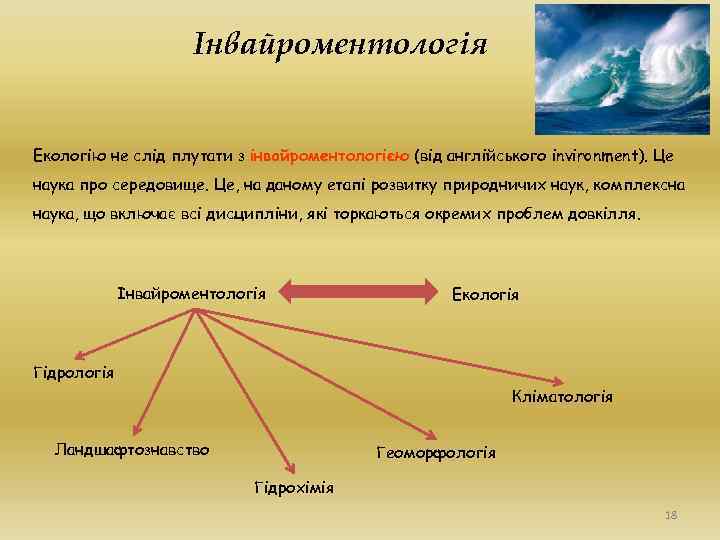 Інвайроментологія Екологію не слід плутати з інвайроментологією (від англійського invironment). Це наука про середовище.