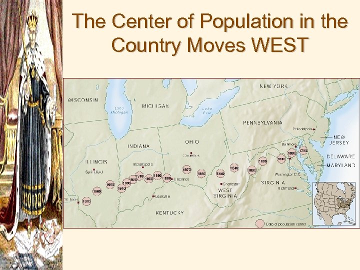 The Center of Population in the Country Moves WEST 