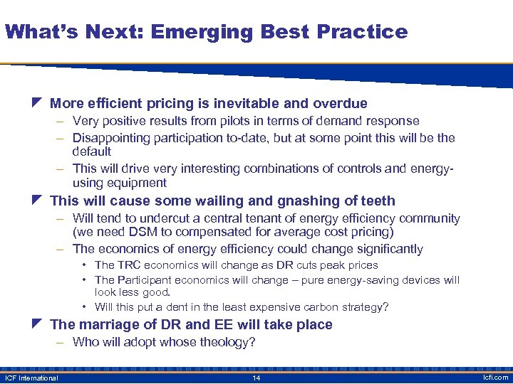 What’s Next: Emerging Best Practice z More efficient pricing is inevitable and overdue –