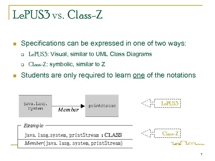 Le. PUS 3 vs. Class-Z n Specifications can be expressed in one of two