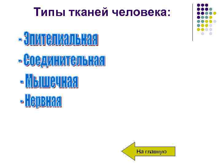Типы тканей человека: На главную 
