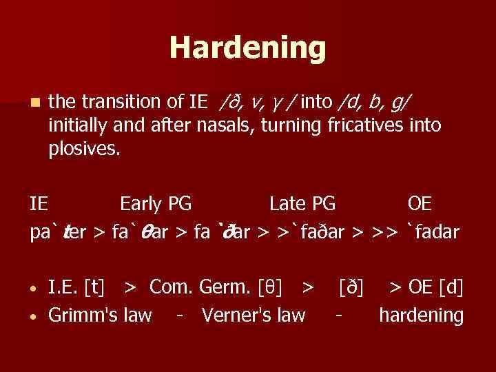 Old English Phonetics Accentuation System N