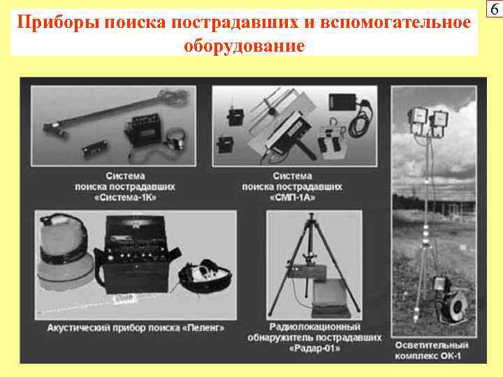 Приборы поиска пострадавших и вспомогательное оборудование 6 