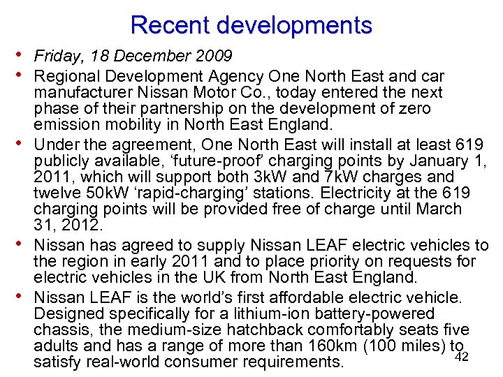 Recent developments • Friday, 18 December 2009 • Regional Development Agency One North East
