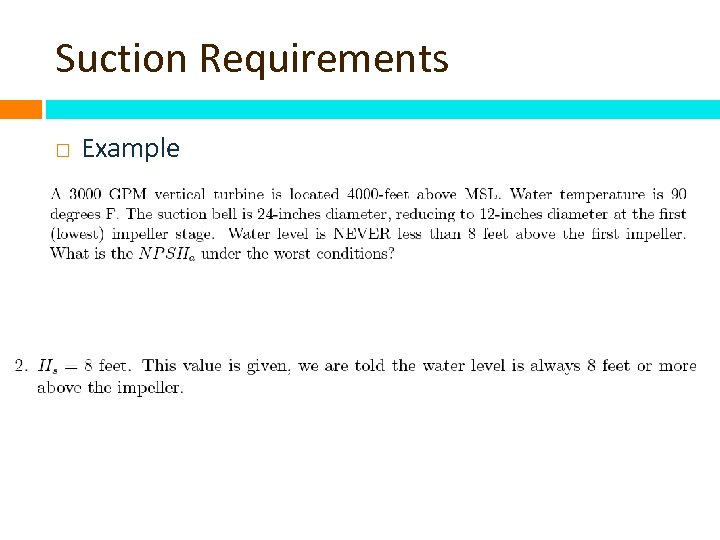 Suction Requirements Example 