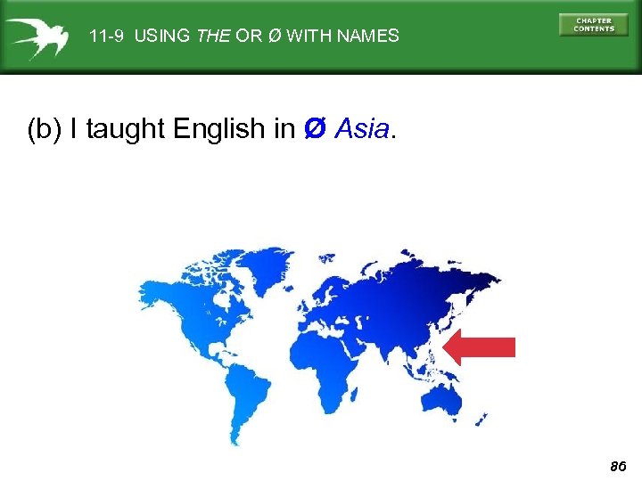 11 -9 USING THE OR Ø WITH NAMES (b) I taught English in Ø