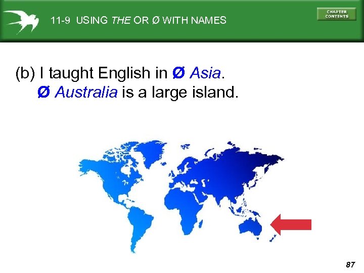 11 -9 USING THE OR Ø WITH NAMES (b) I taught English in Ø