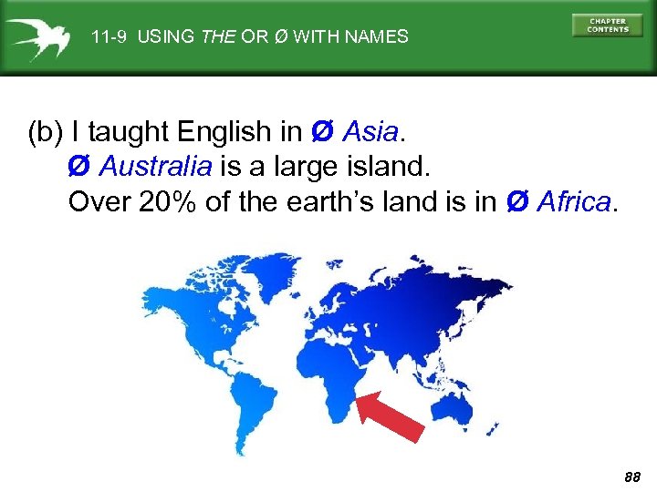 11 -9 USING THE OR Ø WITH NAMES (b) I taught English in Ø