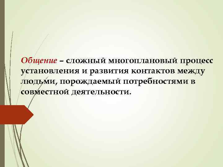 Общение – сложный многоплановый процесс установления и развития контактов между людьми, порождаемый потребностями в