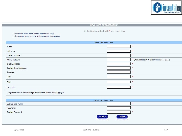 3/15/2018 MANUAL TESTING 123 