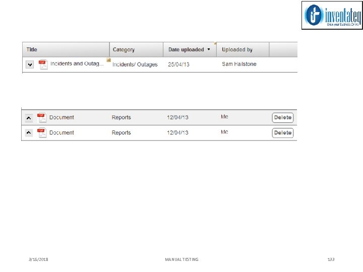 3/15/2018 MANUAL TESTING 133 
