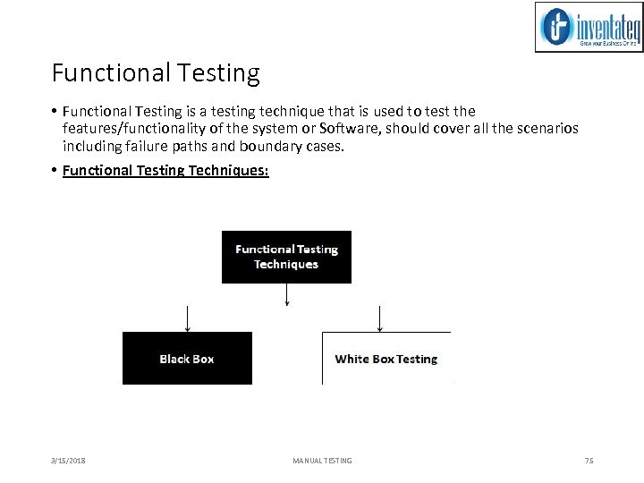 Functional Testing • Functional Testing is a testing technique that is used to test