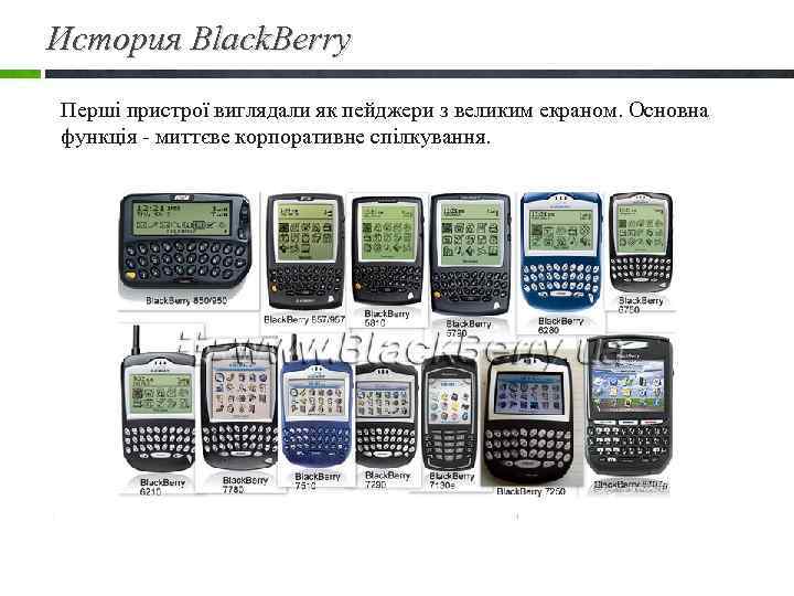 История Black. Berry Перші пристрої виглядали як пейджери з великим екраном. Основна функція -