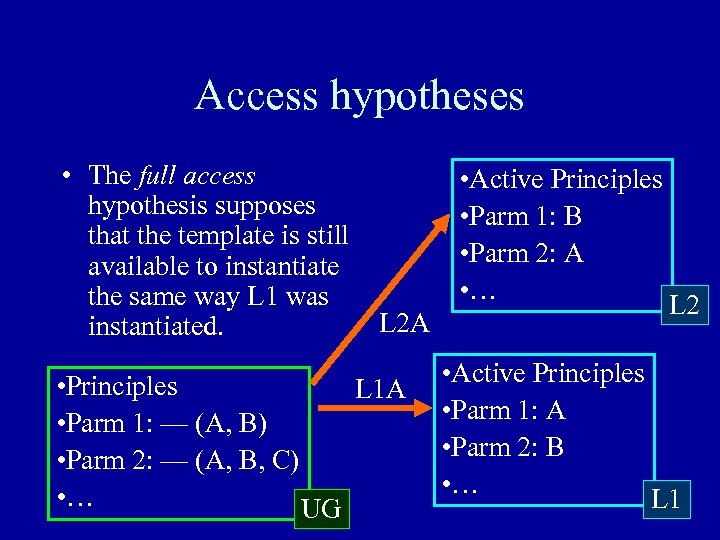 Access hypotheses • The full access hypothesis supposes that the template is still available