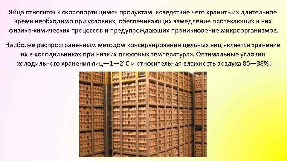 Яйца относятся к скоропортящимся продуктам, вследствие чего хранить их длительное время необходимо при условиях,
