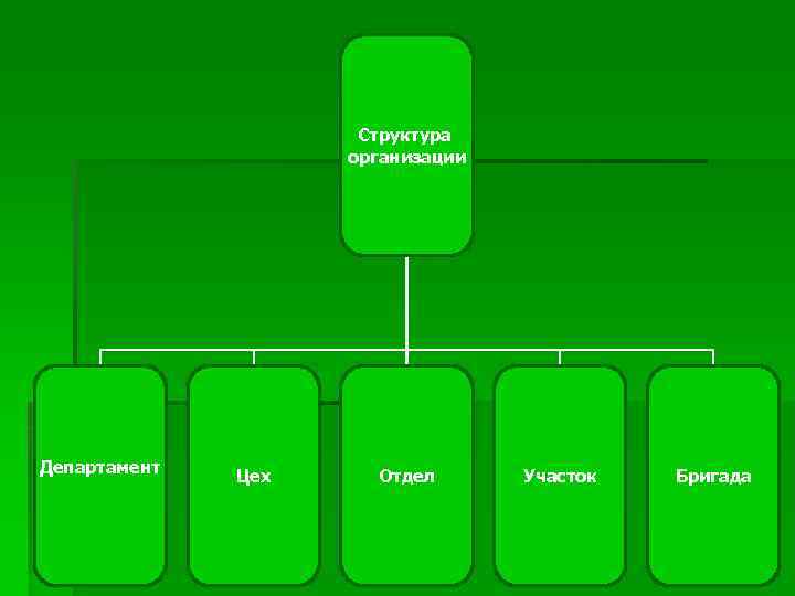 Структура организации Департамент Цех Отдел Участок Бригада 