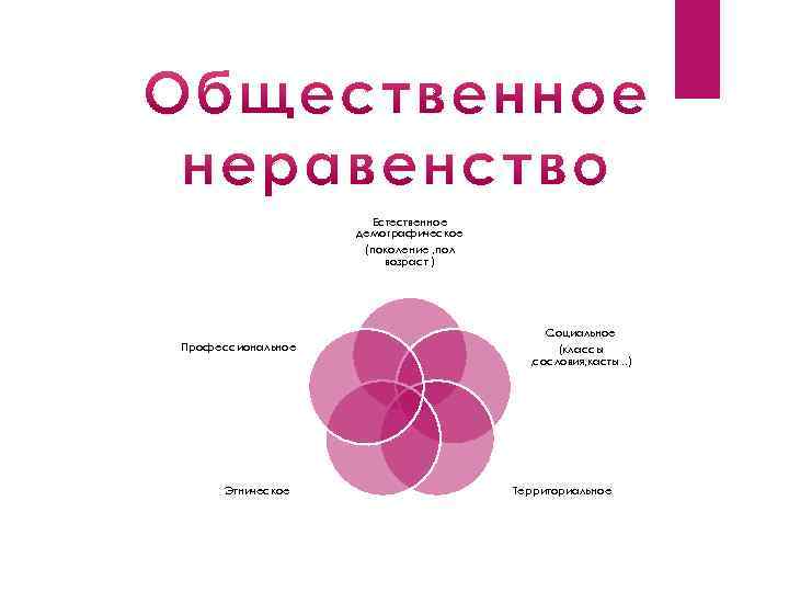 Естественное демографическое (поколение , пол возраст ) Профессиональное Этническое Социальное (классы , сословия, касты.