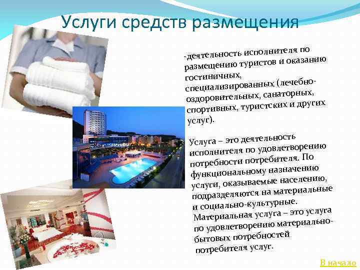 Услуги средств размещения теля по тельность исполни -дея казанию ению туристов и о размещ