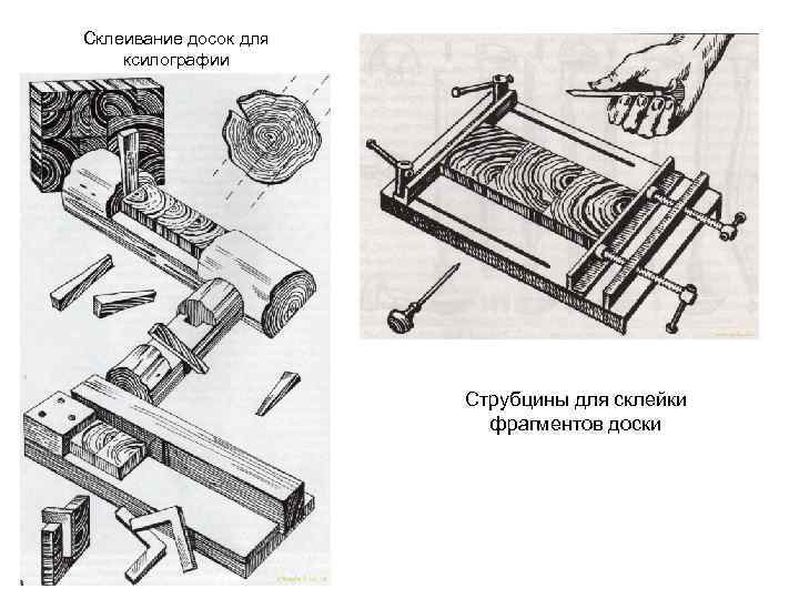 Склеивание досок для ксилографии Струбцины для склейки фрагментов доски 