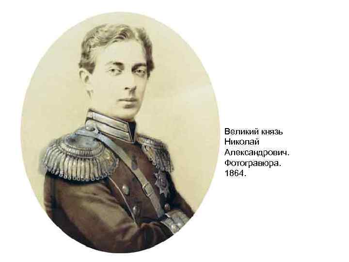 Великий князь Николай Александрович. Фотогравюра. 1864. 