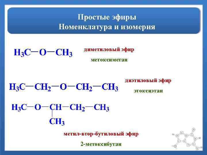 Диэтиловый эфир формула изомеры. Номенклатура простых эфиров. Простой эфир диэтиловый эфир. Метил втор бутиловый эфир. Метан диметиловый эфир